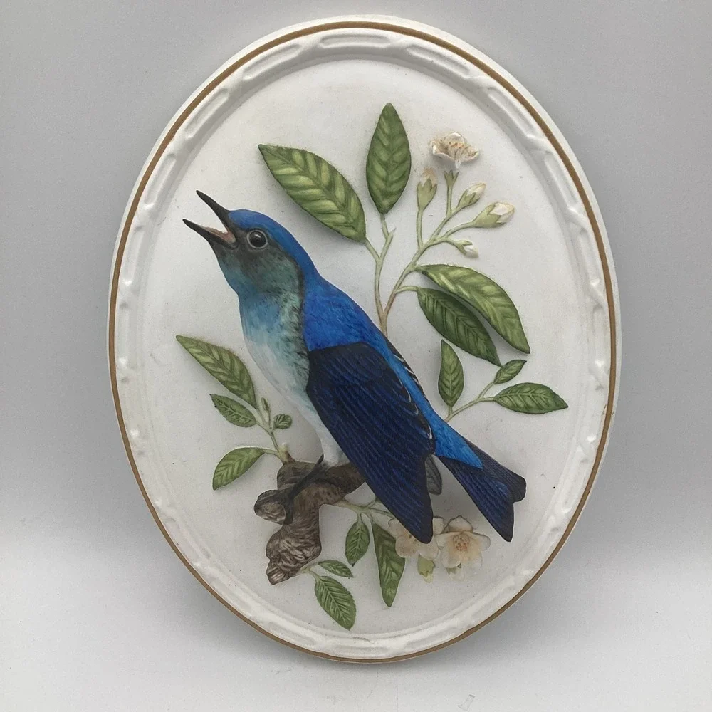 3D Franklin Porcelain The Mountain Bluebird Limited Edition Bone China VTG 1982‎